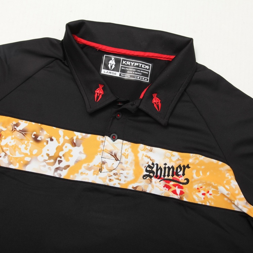 KRYPTEK Polo Shirt Mens L Black Colorblock Shiner Embroidered Performance